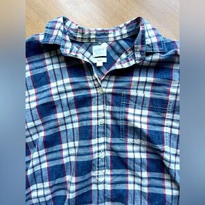 Plaid J.Crew long sleeve shirt for women.